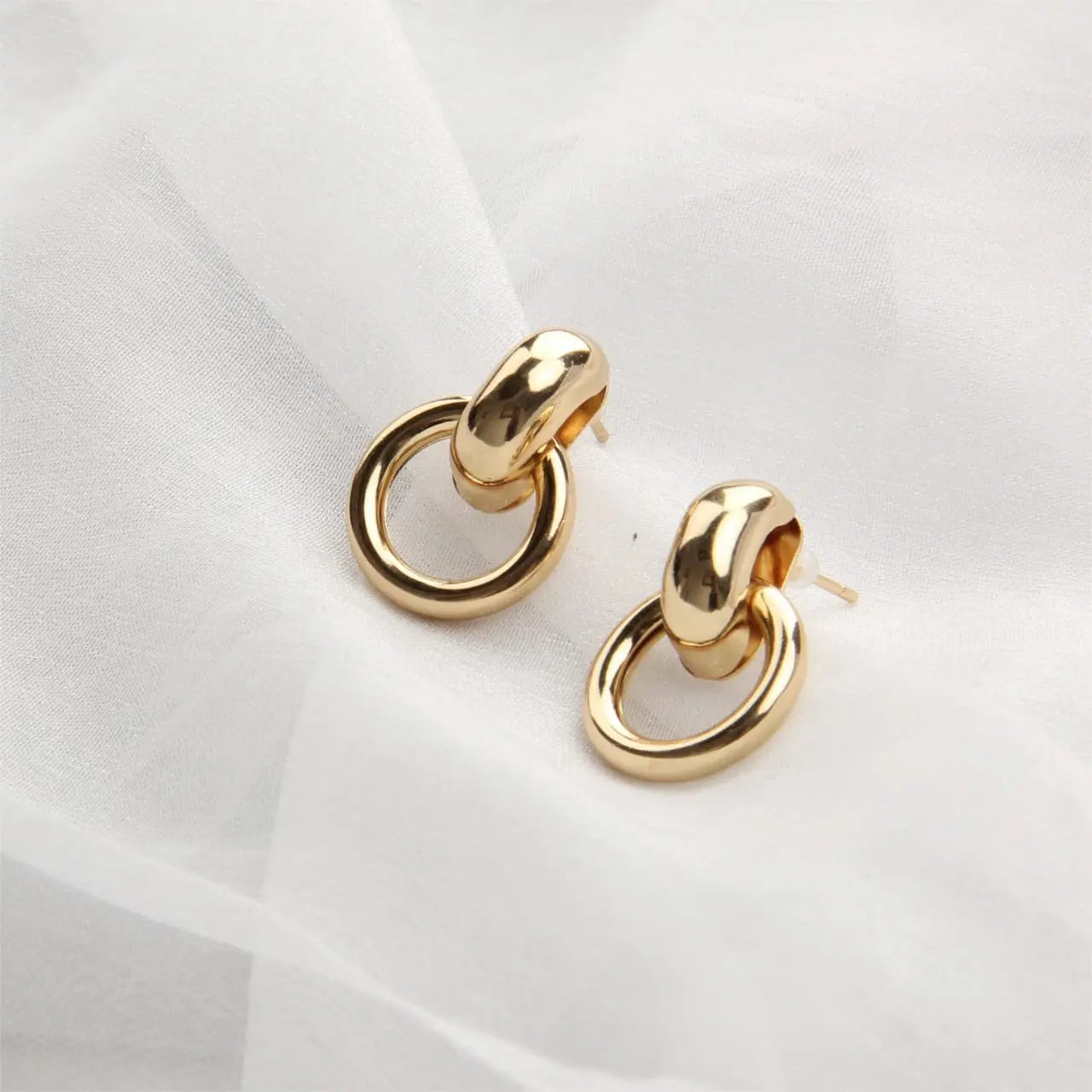 Salty Stainless Steel Cute Bangle Hoops Earrings - Gold
