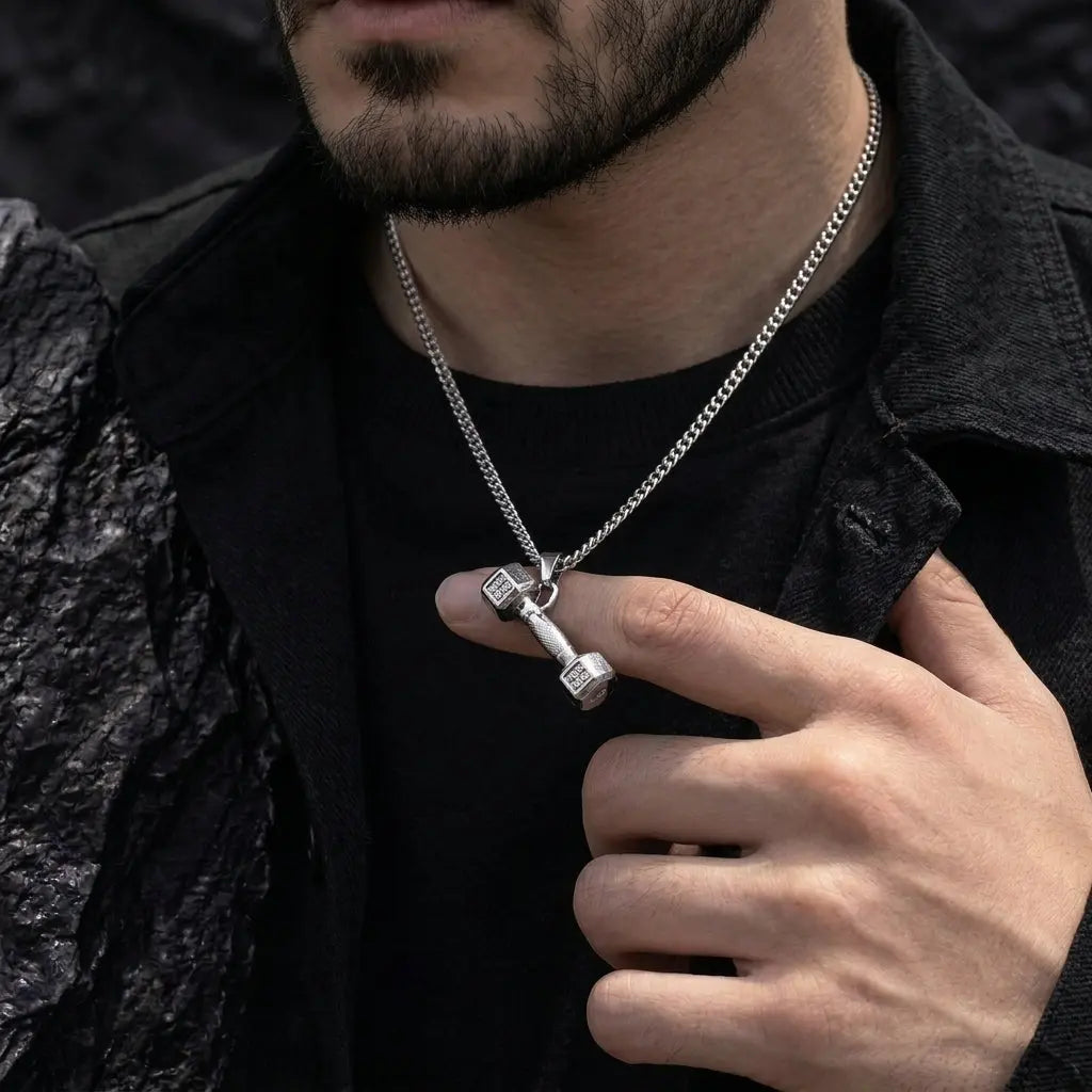 Salty Dumbbell Silver Chain