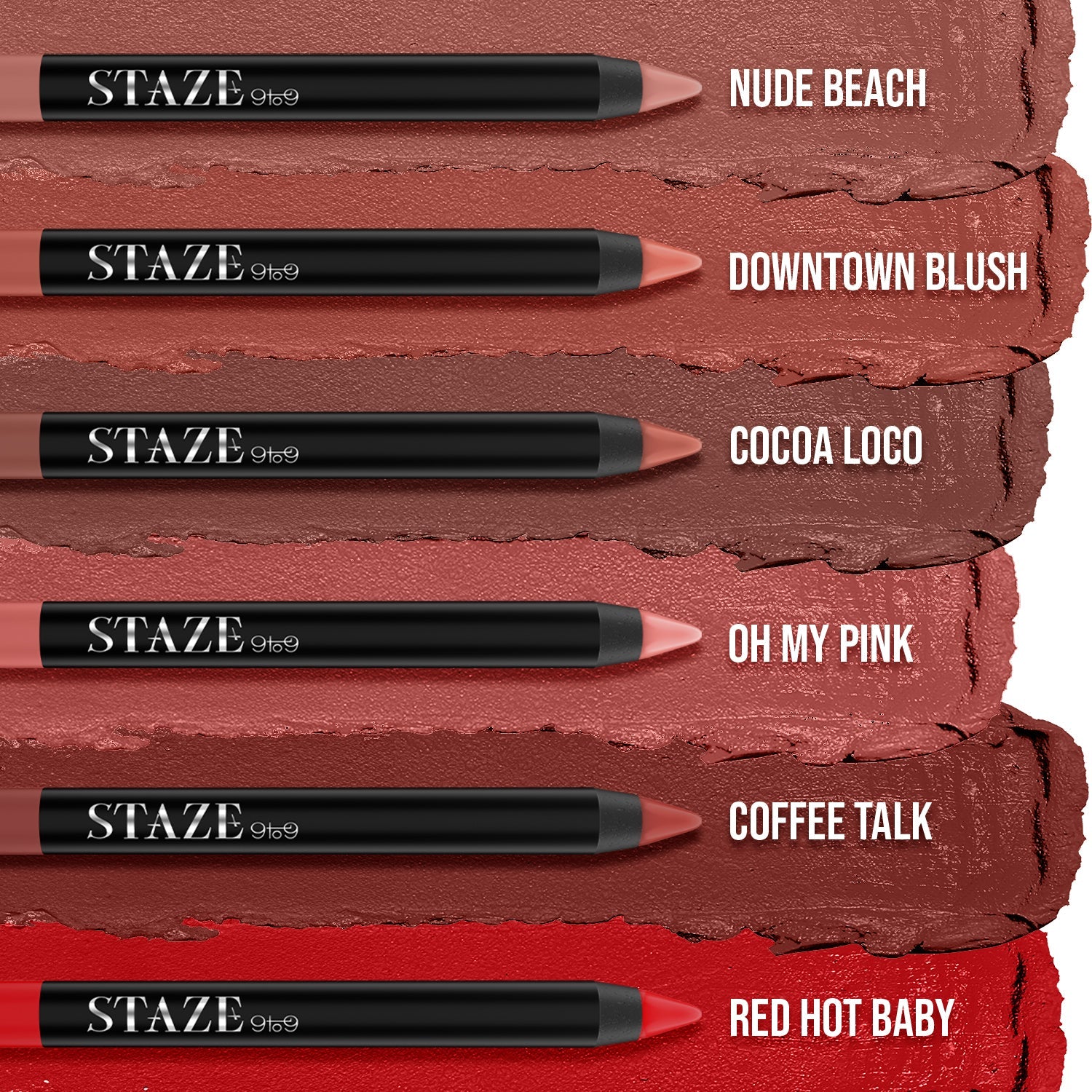 Staze Pout On Lip Crayon 01 Nude Whisper with Sharpener