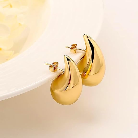 Salty Teardrop Chunky Gold Earrings