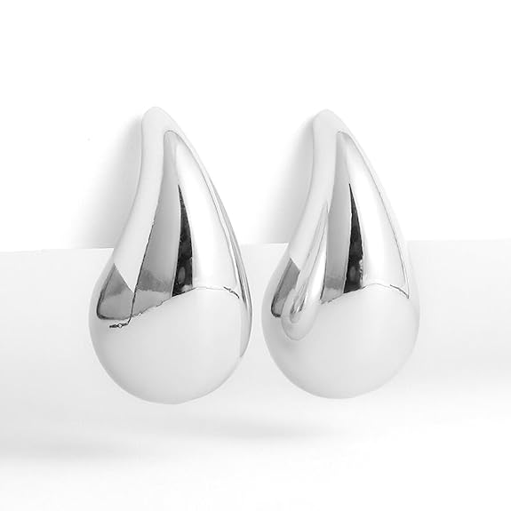 Salty Teardrop Chunky Silver Earrings