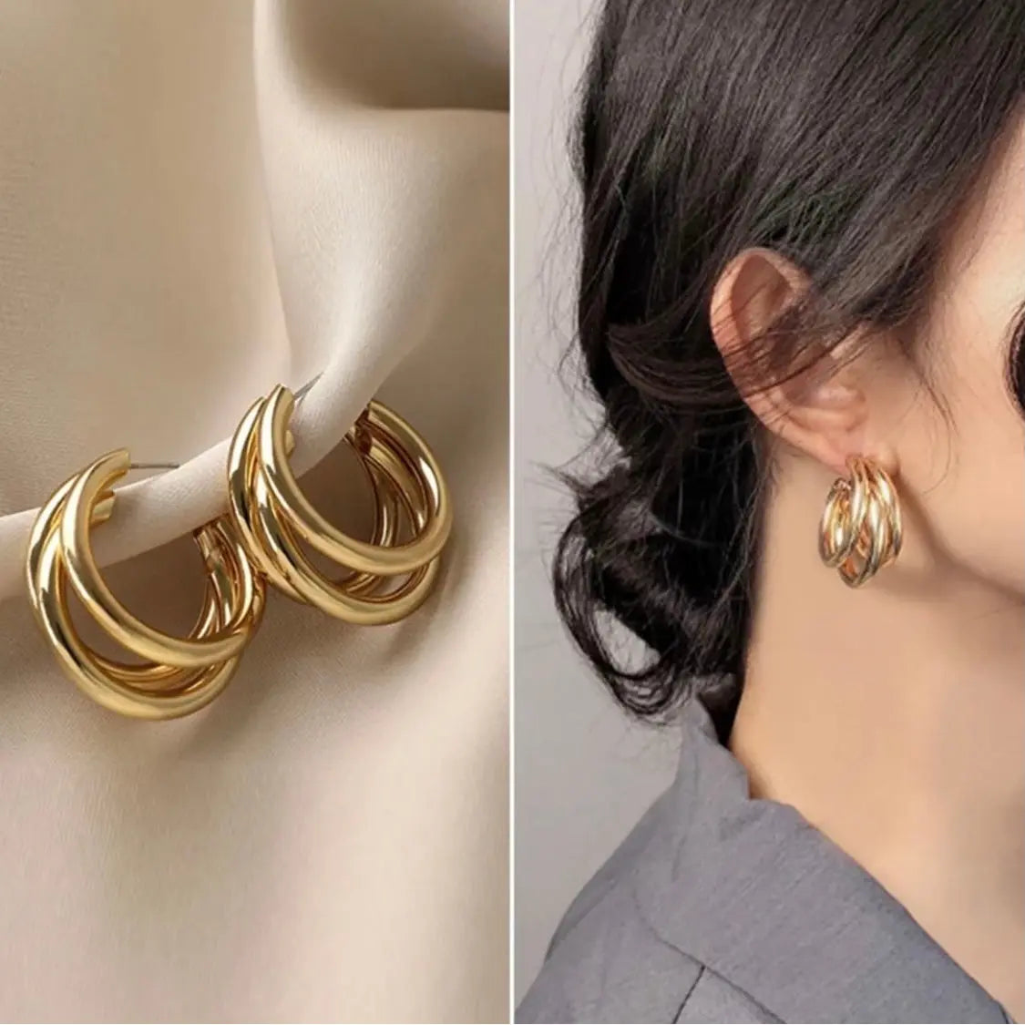 Salty Triple Layer Quirky Hoop Earrings
