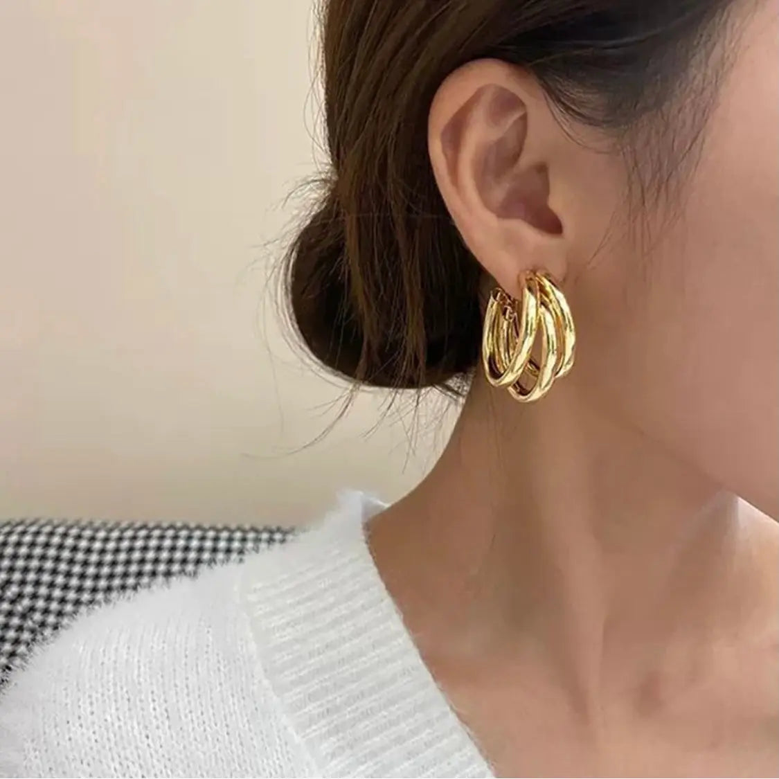 Salty Triple Layer Quirky Hoop Earrings