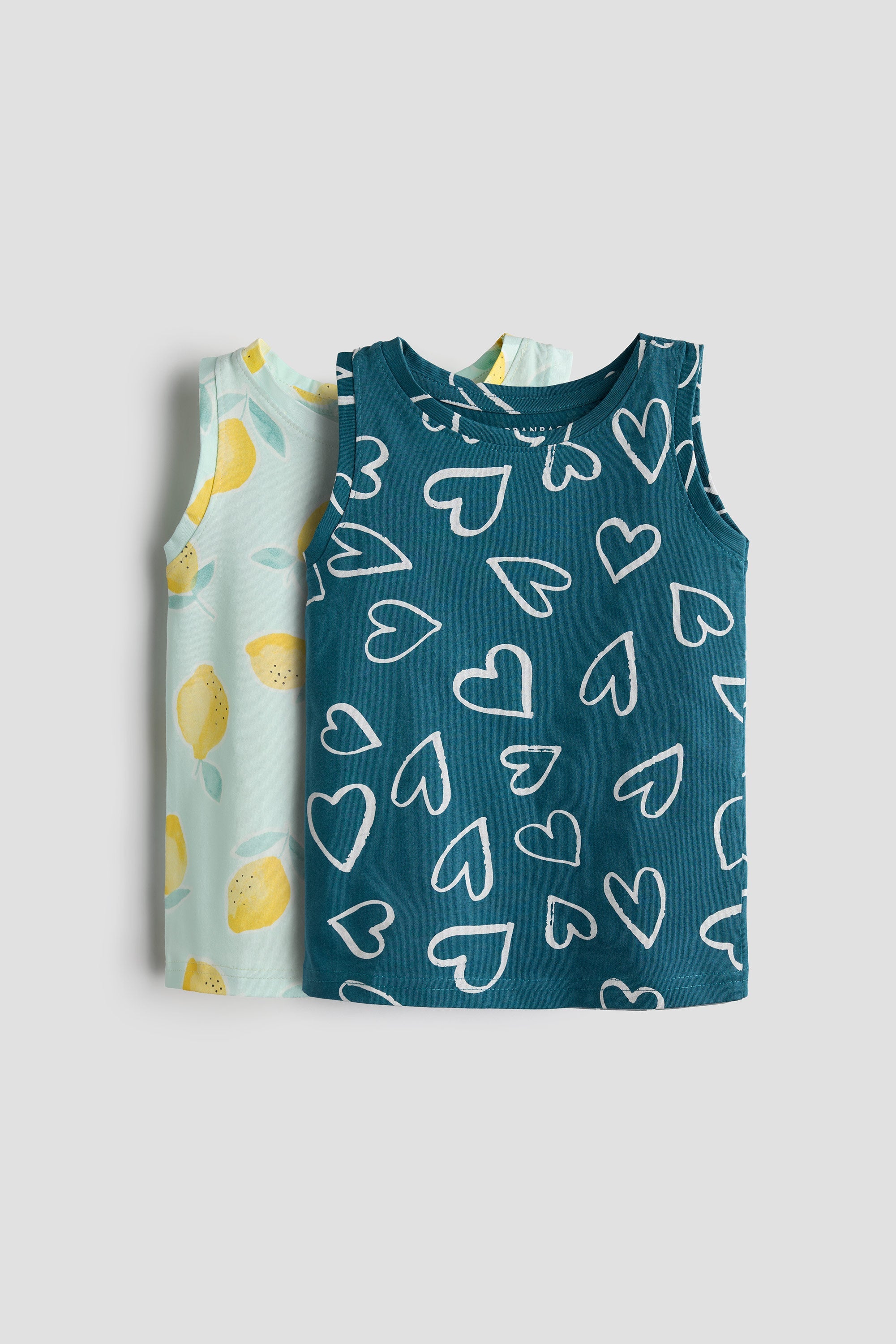Urbanrac 2-Pack Cotton Vest Tops - Hearts and Lemons