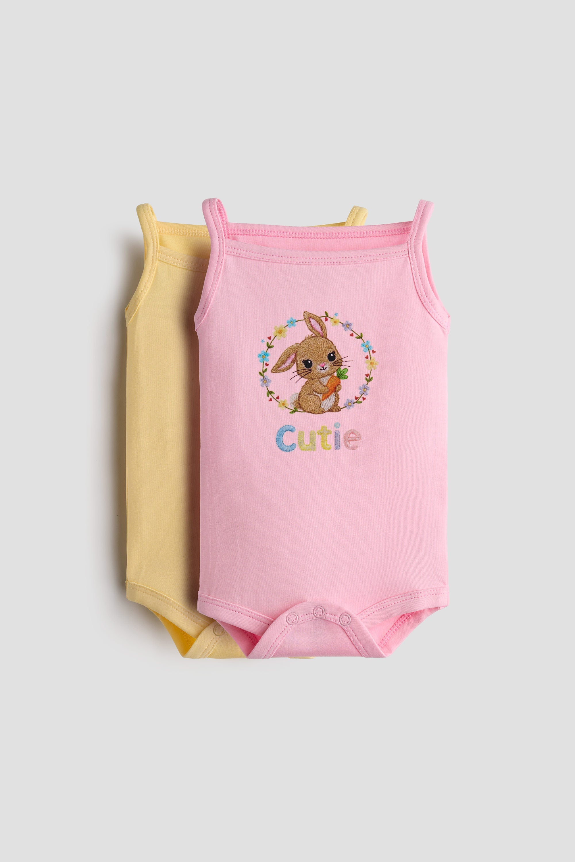 Urbanrac Sleeveless Onesie for Babies - Pack of 2 - Bunny & Yellow