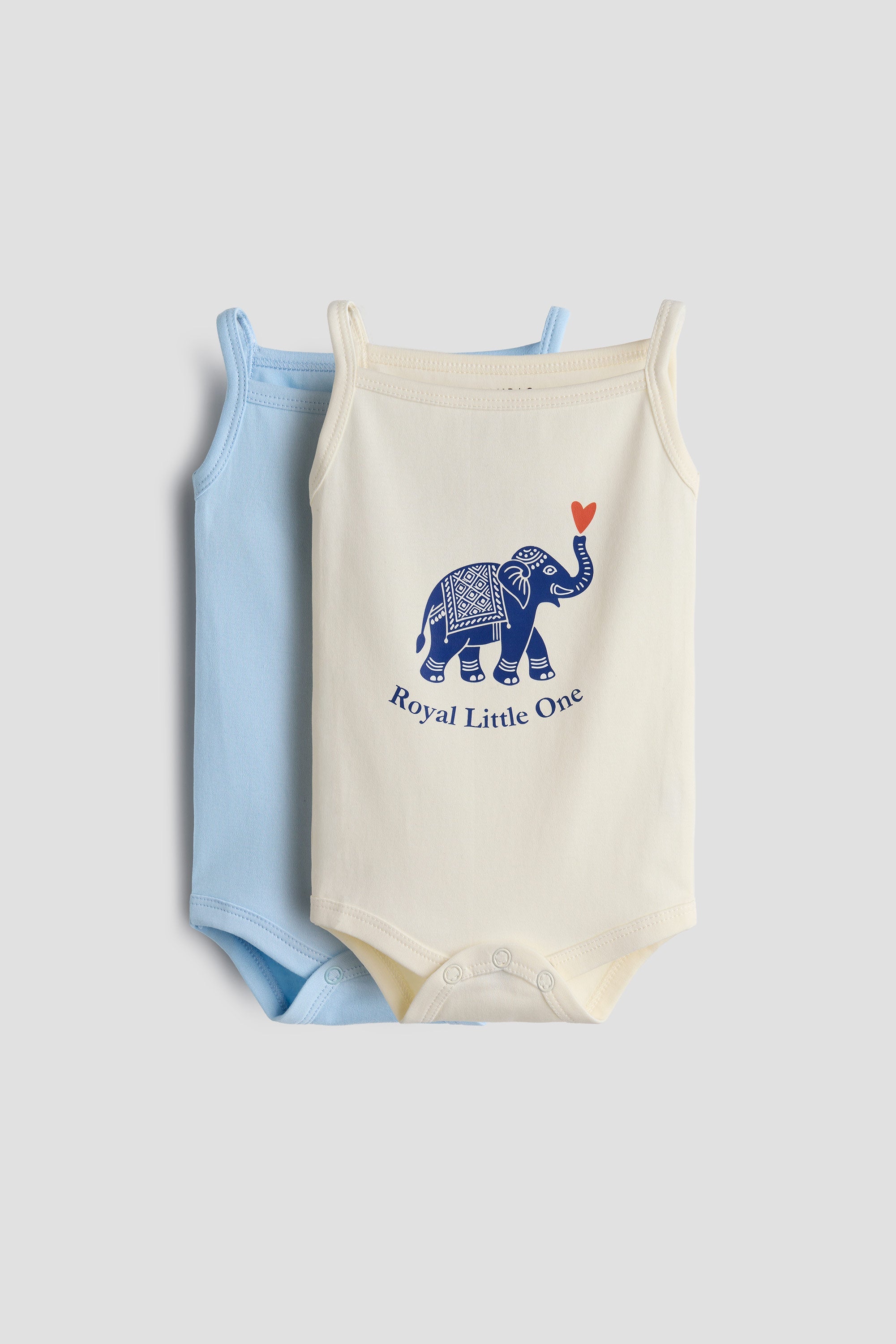 Urbanrac Sleeveless Onesie for Babies - Pack of 2 - Royal Ele & Sky Blue