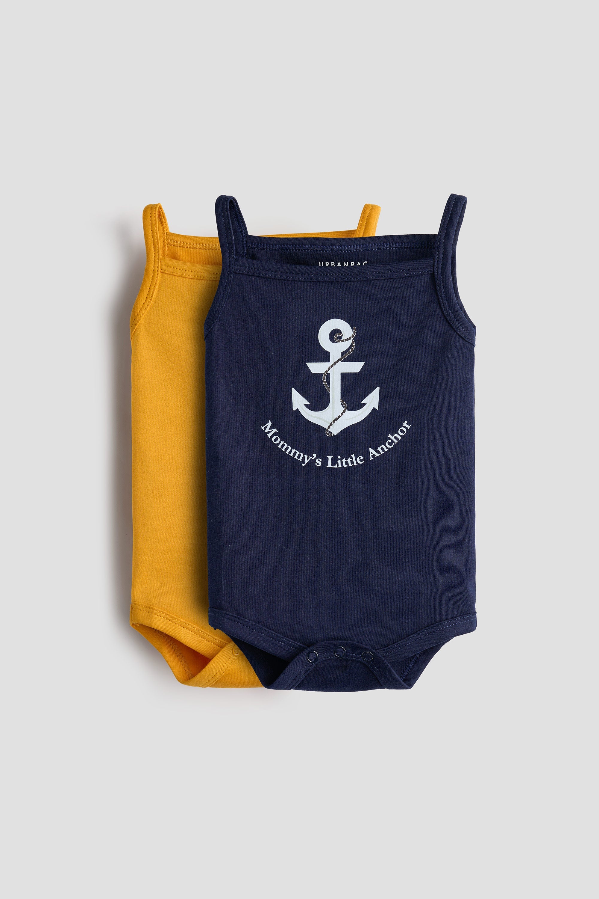 Urbanrac Sleeveless Onesie for Babies - Pack of 2 - Anchor & Solid