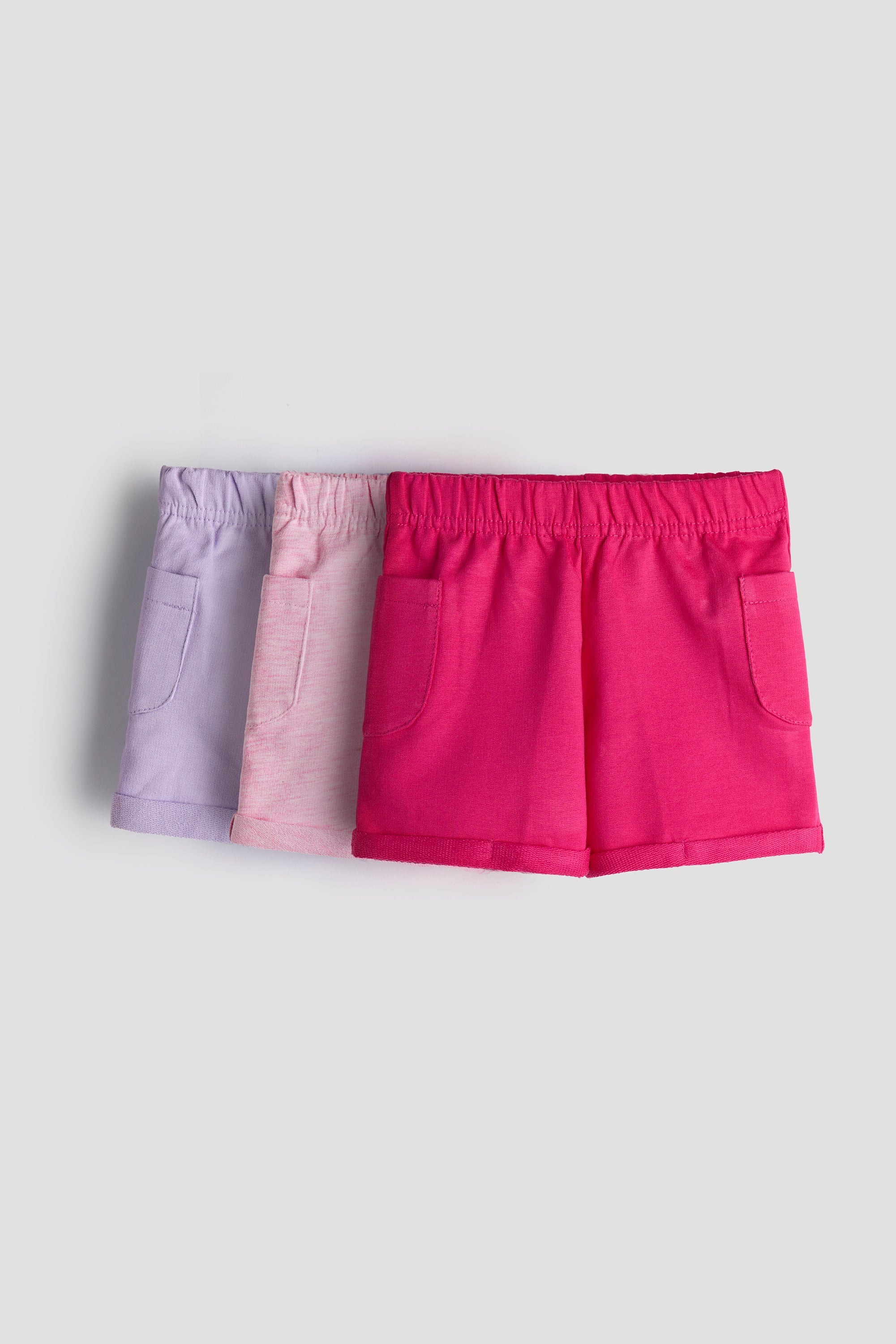 Urbanrac Everyday Comfort Kids’ Shorts - Pack of 3 (Pinks & Lavender)
