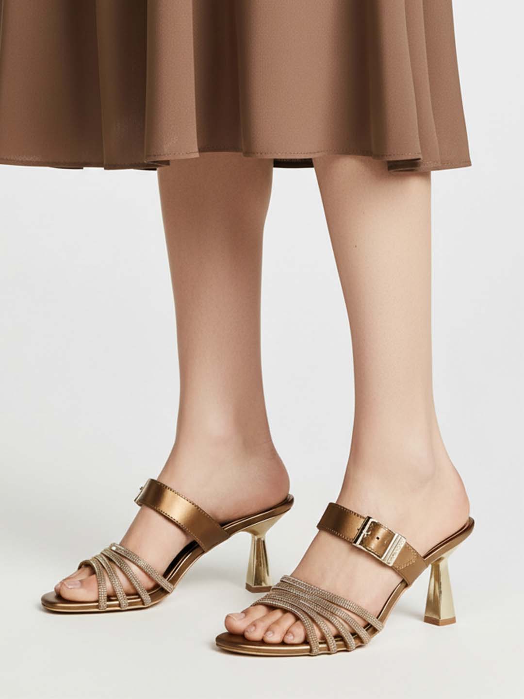 LYDC London - Antique Kitten Heels Sandals for women - Antique