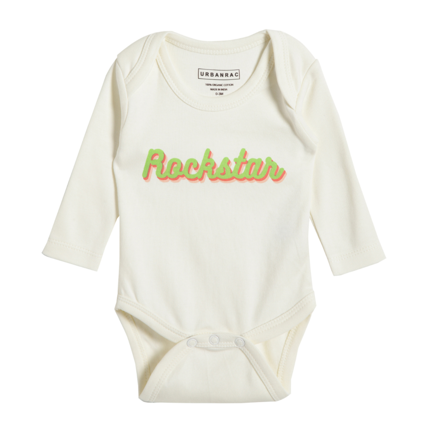 Urbanrac GOTS Certified Organic Cotton Full Sleeves Baby Onesies - Rockstar