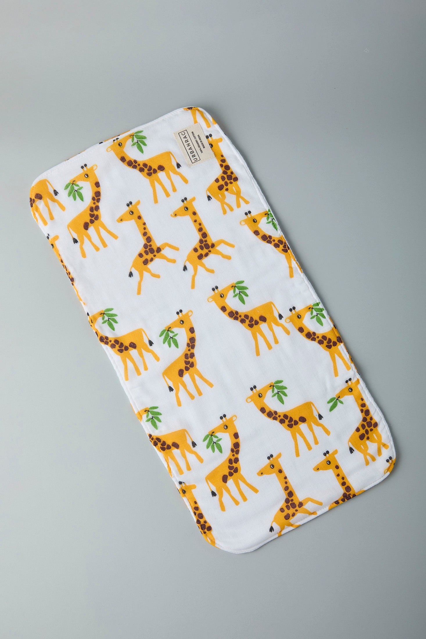 Urbanrac GOTS Certified Organic Cotton Baby Burp Cloth - Giraffe Print