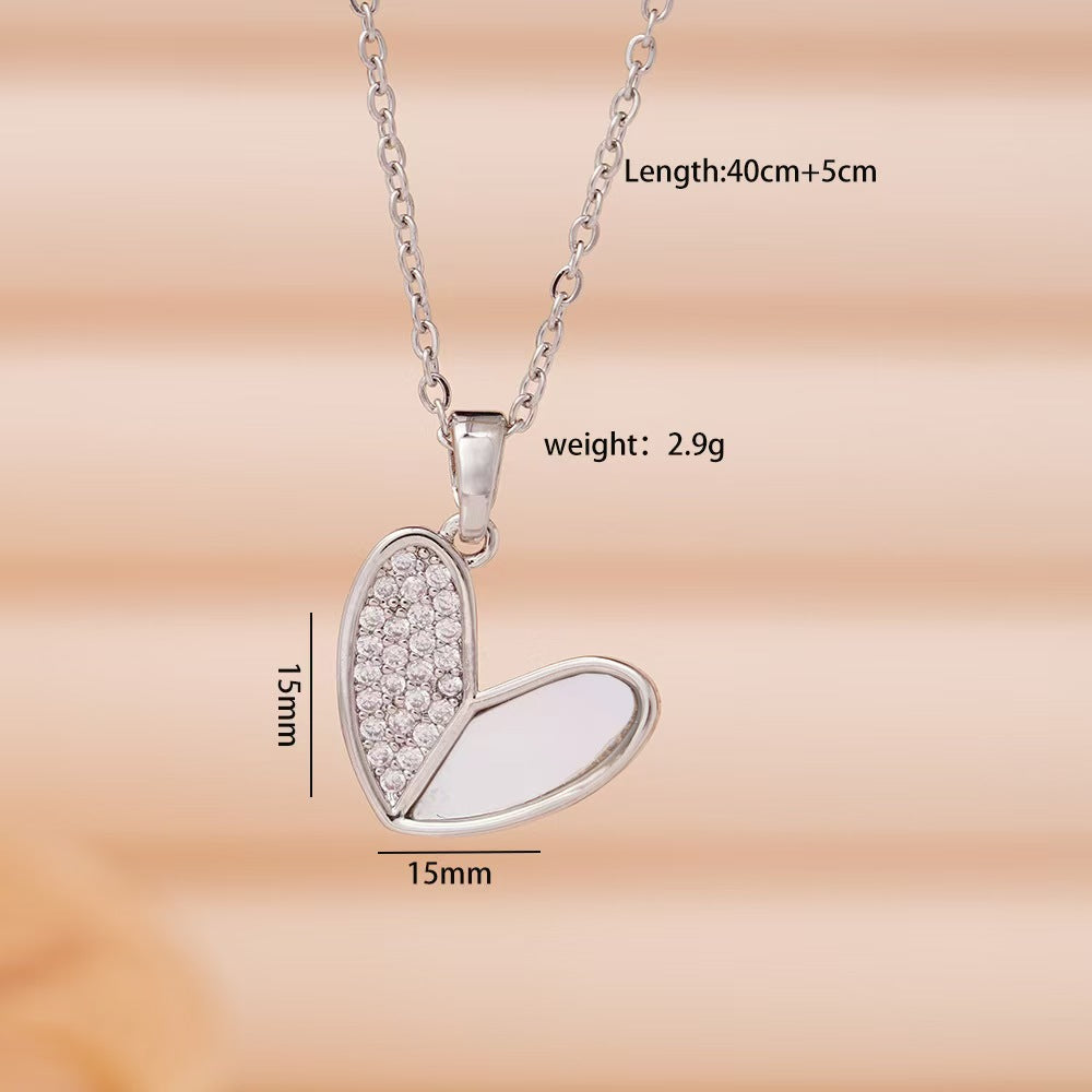 Salty Haley Studded Heart Silver Necklace