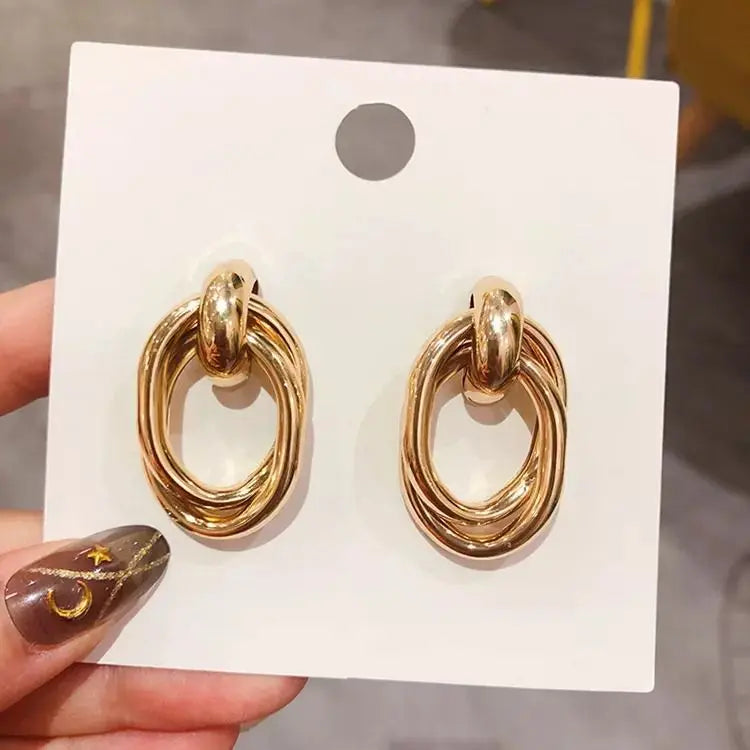 Salty Gold Double Twist Loop Hoop Earrings