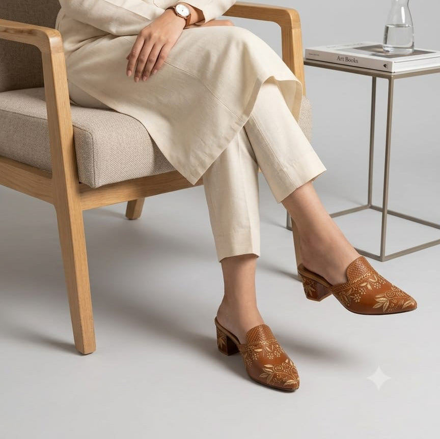 Dhajcraft Embroidered Block Heels