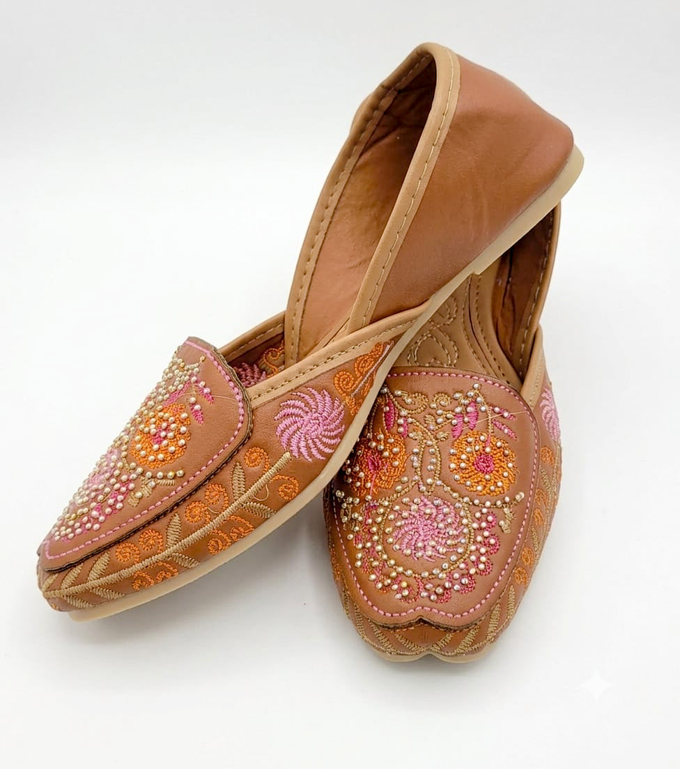 Dhajcraft Brown Embroidered Loafer - Hand wash