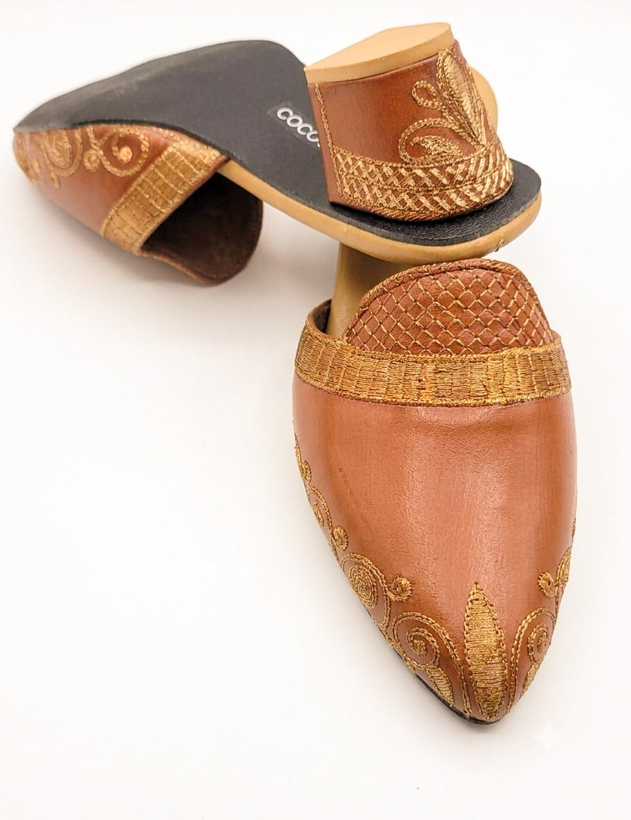 Dhajcraft Embroidered Leather Block Heels sandal