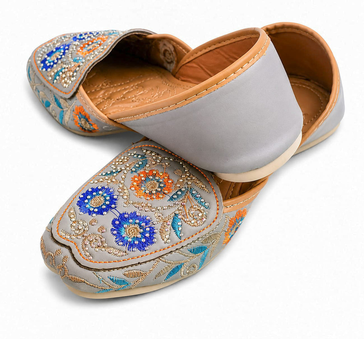 Dhajcraft Grey Embroidered Jutti