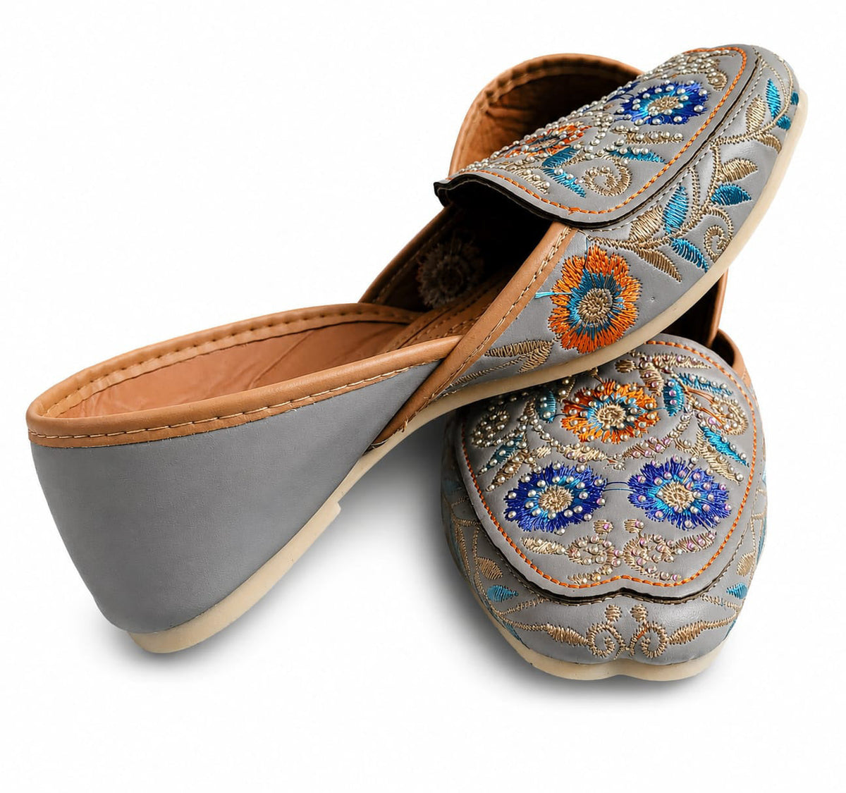 Dhajcraft Grey Embroidered Jutti