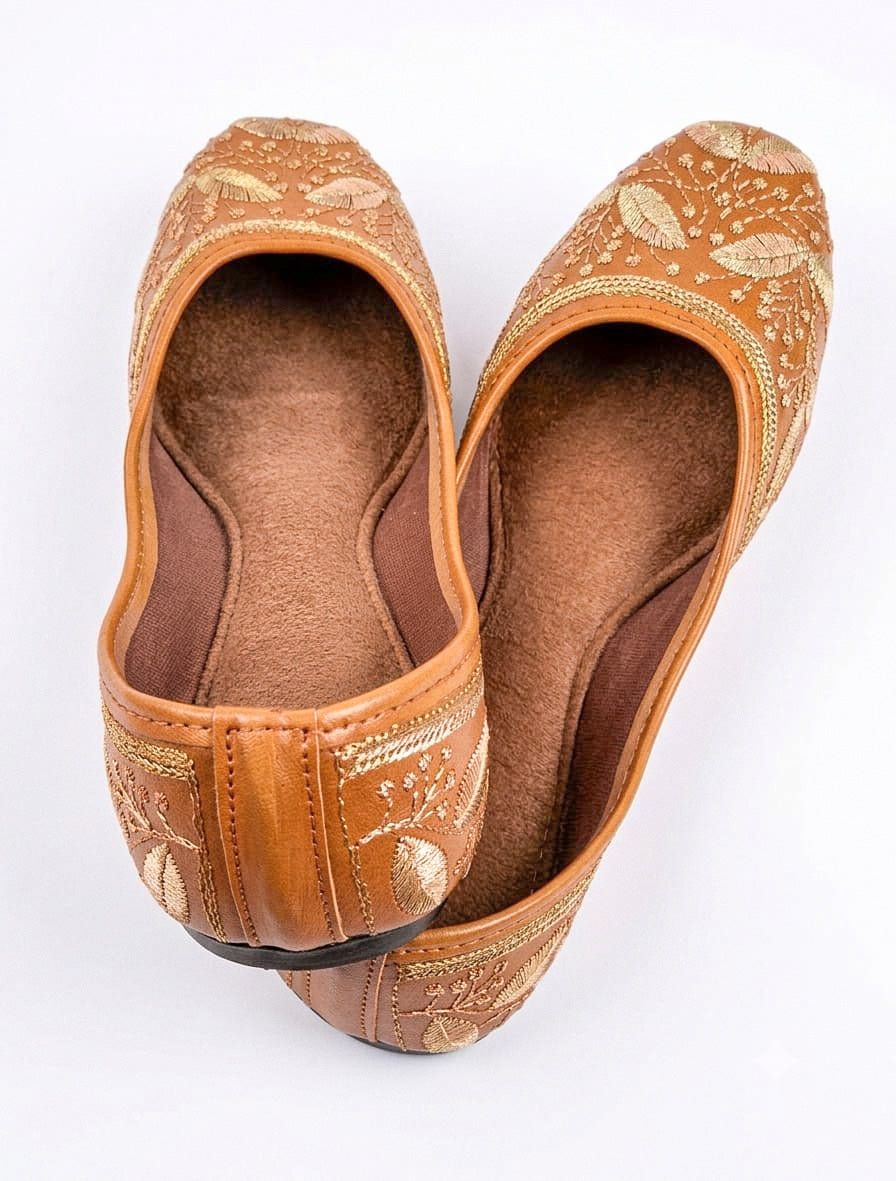 Dhajcraft Brown Embroidered Casual Jutti - Hand wash