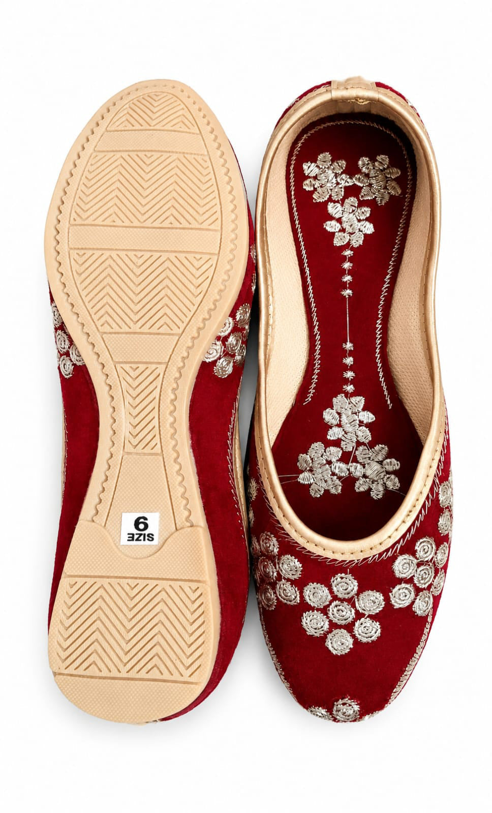 Dhajcraft Red Embroidered Ballerina - Hand wash