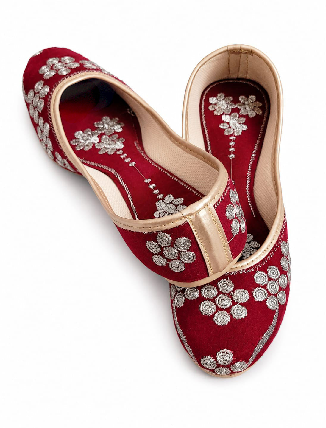 Dhajcraft Red Embroidered Ballerina - Hand wash