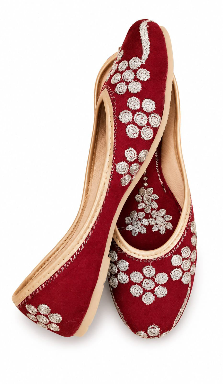 Dhajcraft Red Embroidered Ballerina - Hand wash