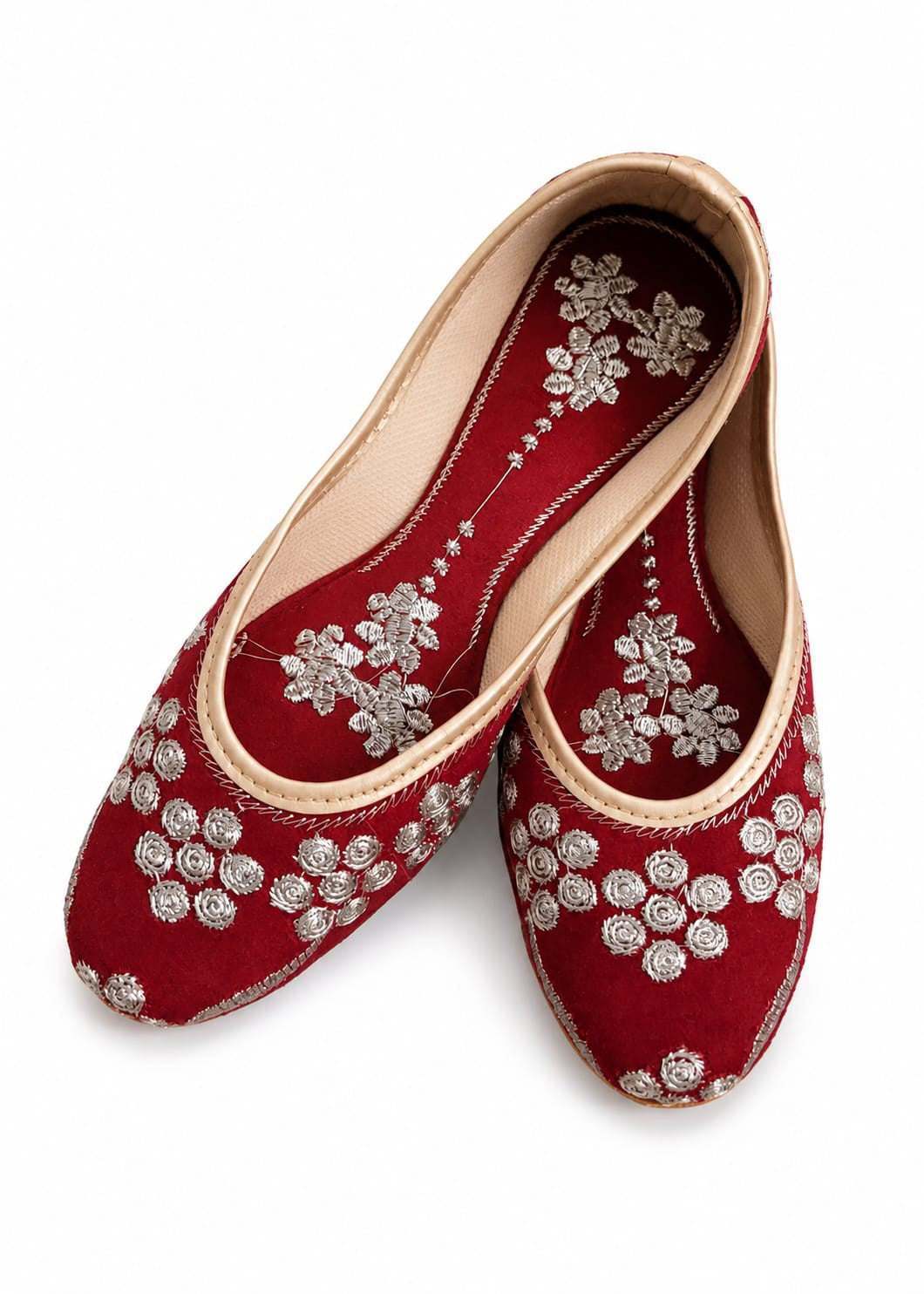 Dhajcraft Red Embroidered Ballerina - Hand wash