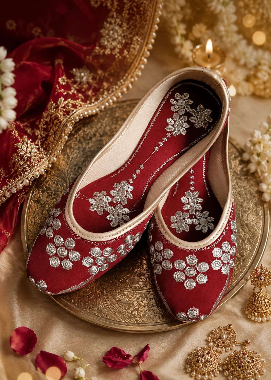 Dhajcraft Red Embroidered Ballerina - Hand wash