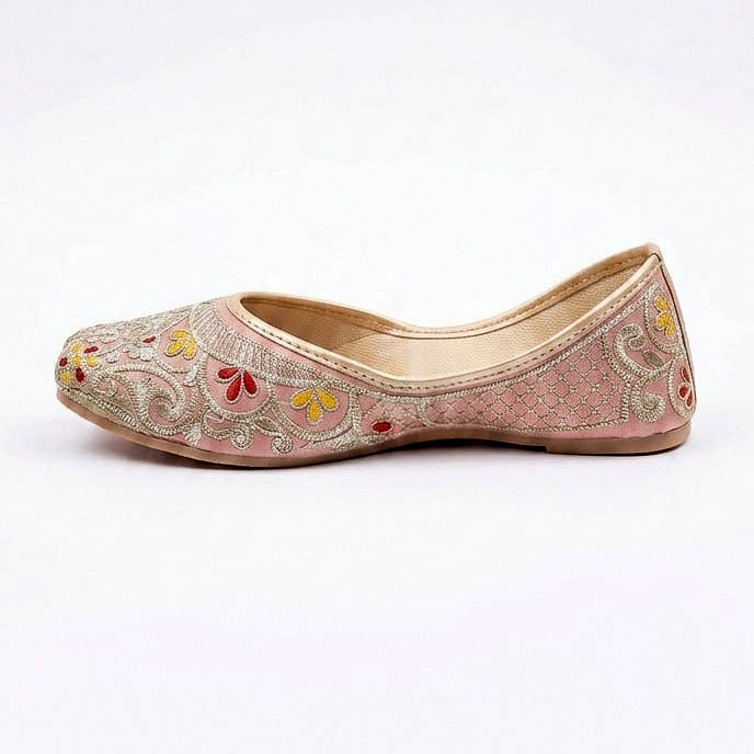 Dhajcraft Peach Embroidered Wedding Jutti - Hand wash