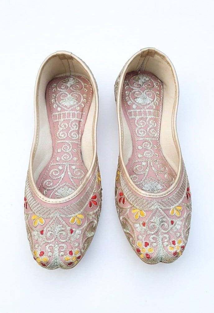 Dhajcraft Peach Embroidered Wedding Jutti - Hand wash
