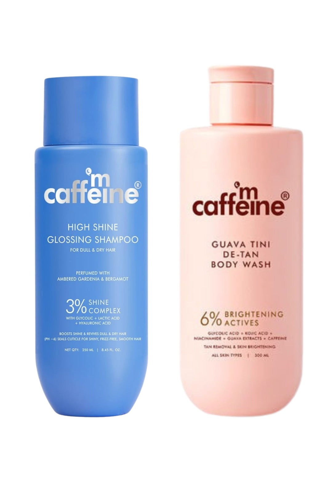 mCaffeine Glossy Hair Shampoo + De-Tan Body Wash (combo)