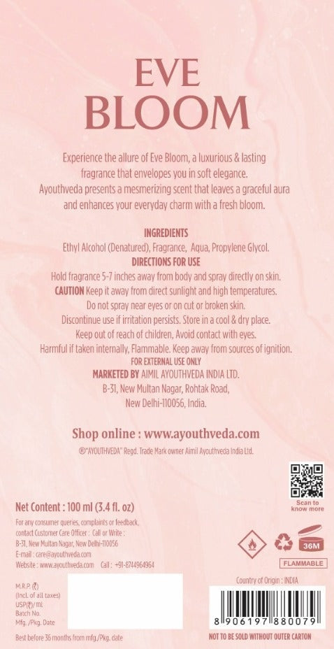 Ayouthveda Eve Bloom Eau De Parfum for Women – Floral Luxury Perfume (100ml)