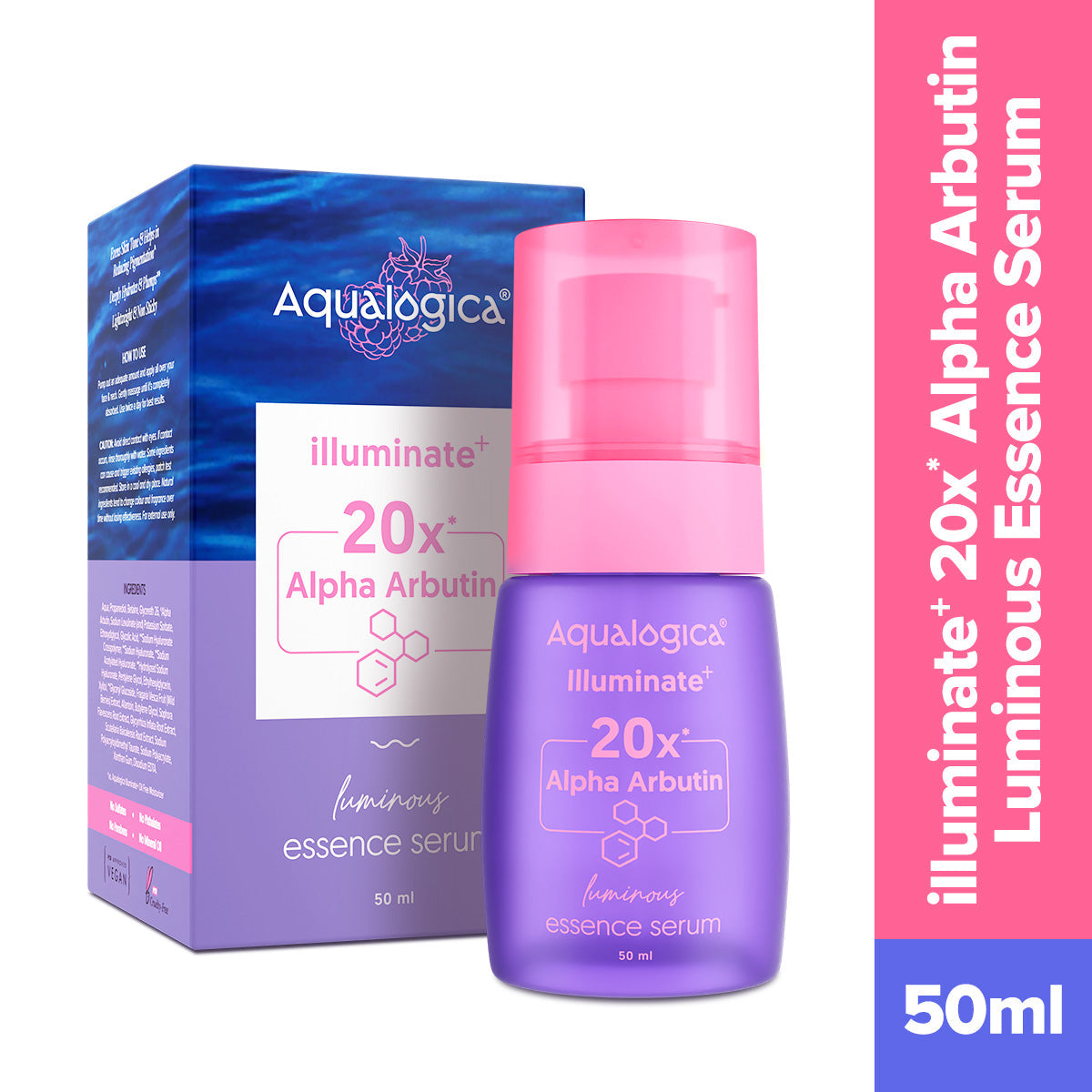 Aqualogica Illuminate+ 20X Alpha Arbutin Luminous Essence Serum - 50ml
