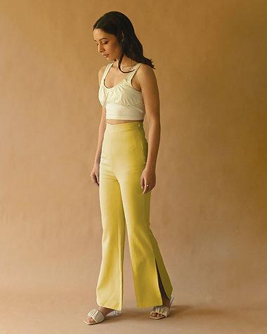 Studio OJS Fit & Slit Lemon Yellow Pants