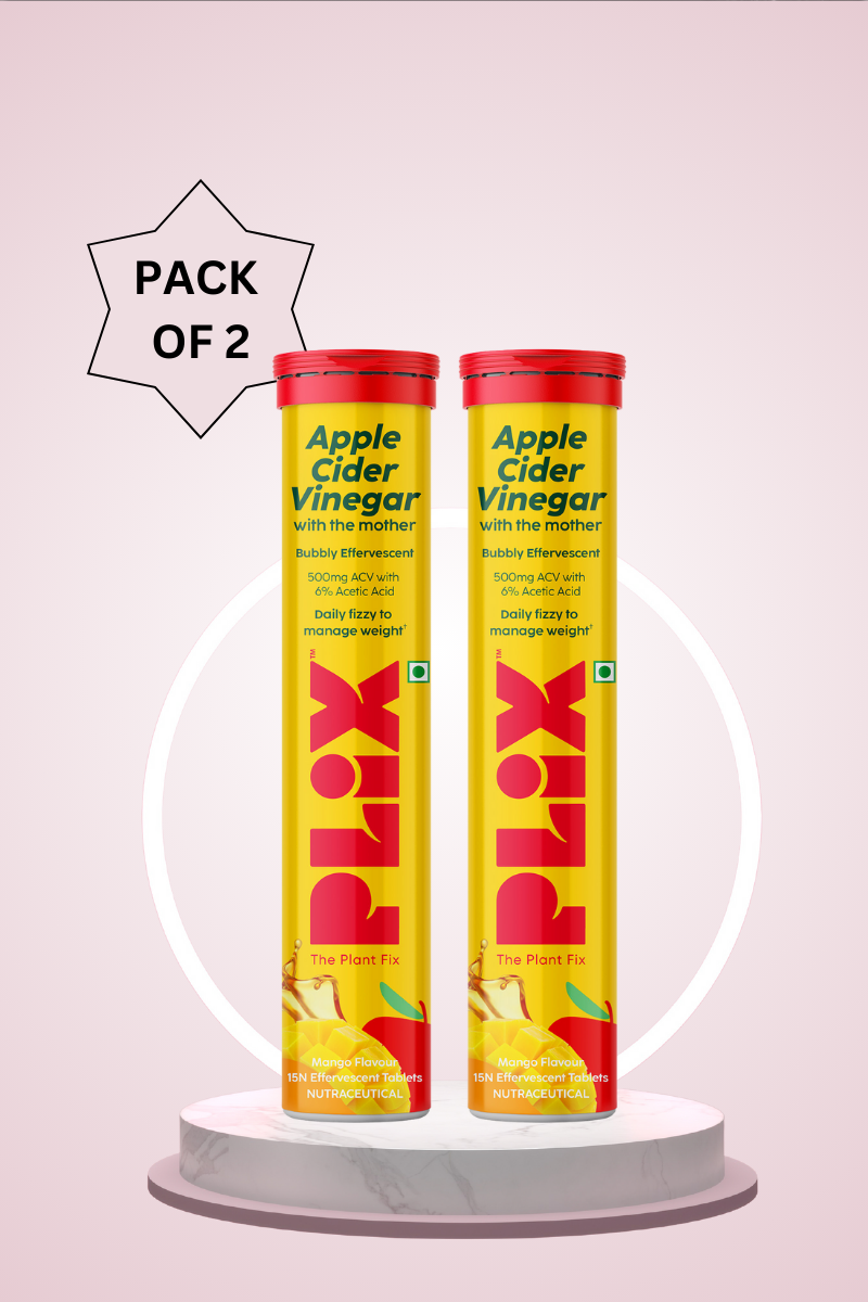 Plix Apple Cider Vinegar Effervescent Tablets (Mango, Pack of 2)