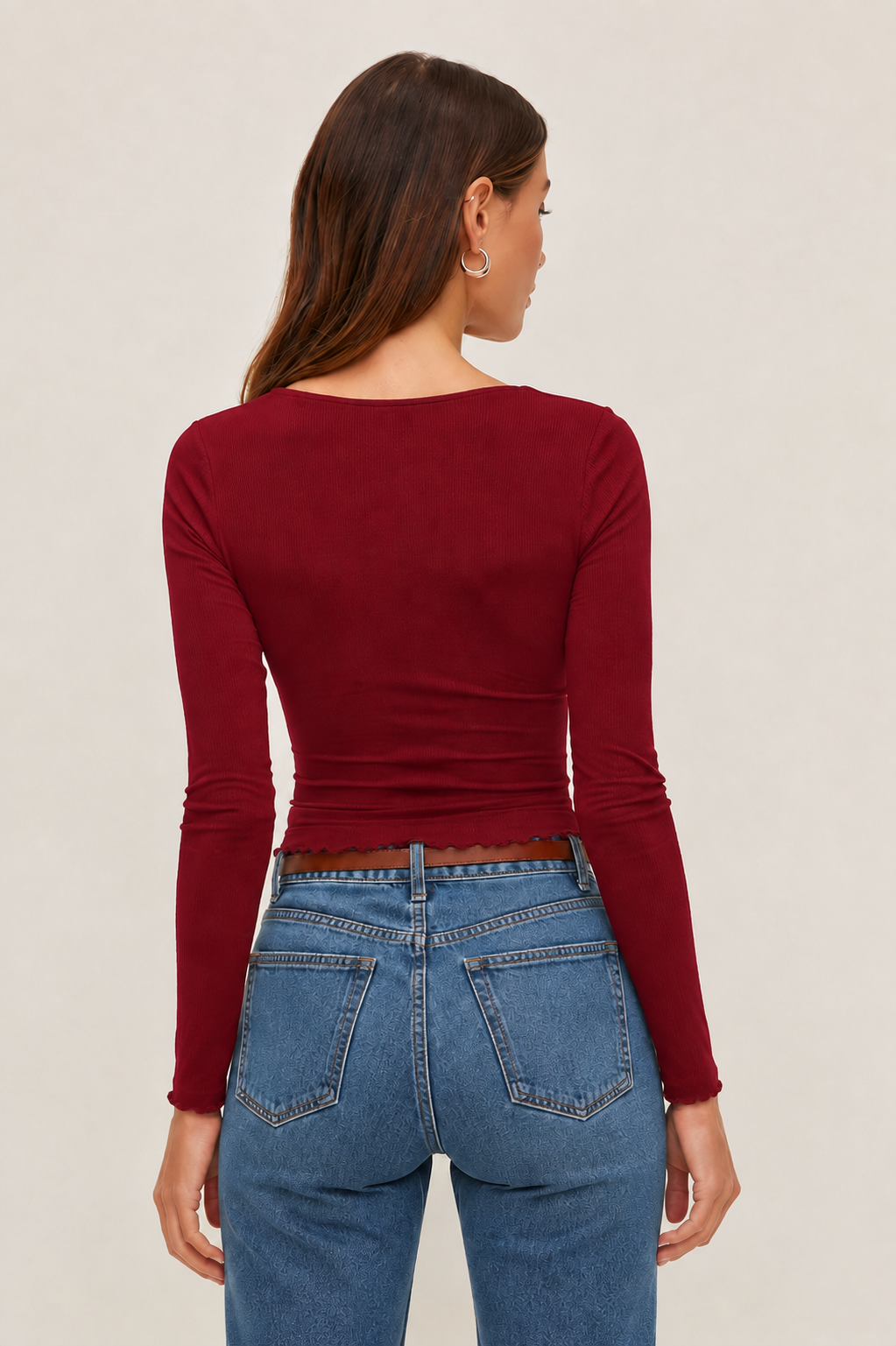 Mywishbag Polo Lace Trim Rib Top - Polyester Blend