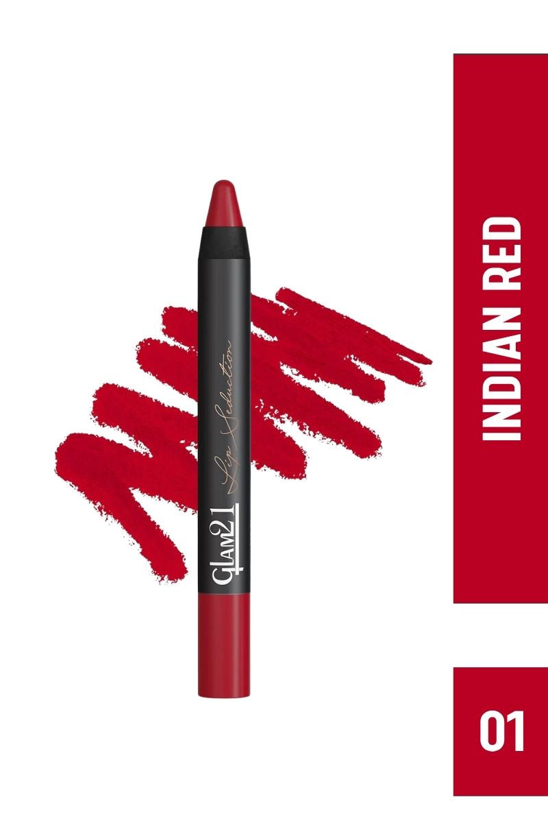 Glam21 Lip Seduction Non- Transfer Crayon Lipstick - Indian Red