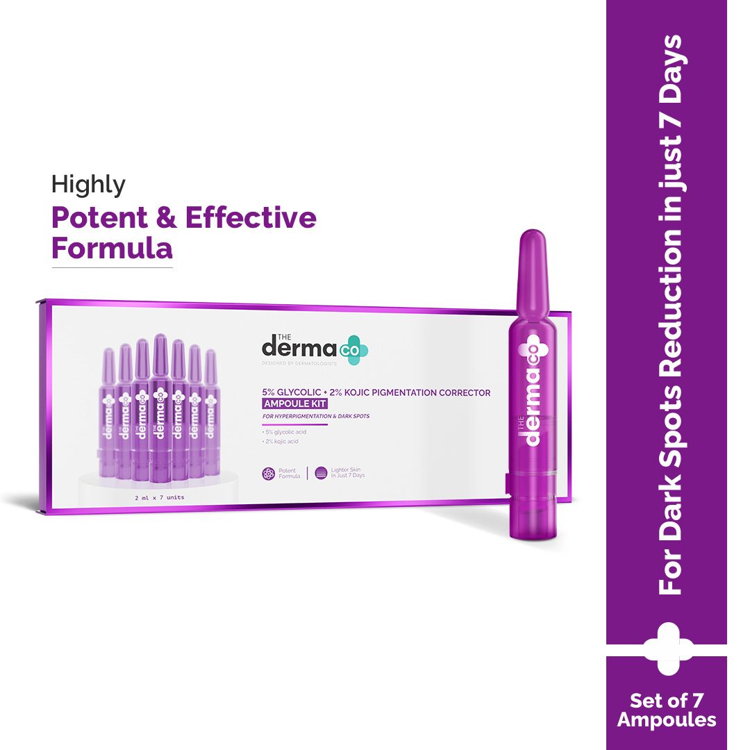 Derma Co 5% Glycolic + 2% Kojic Pigmentation Corrector Ampoule Kit - 14ml