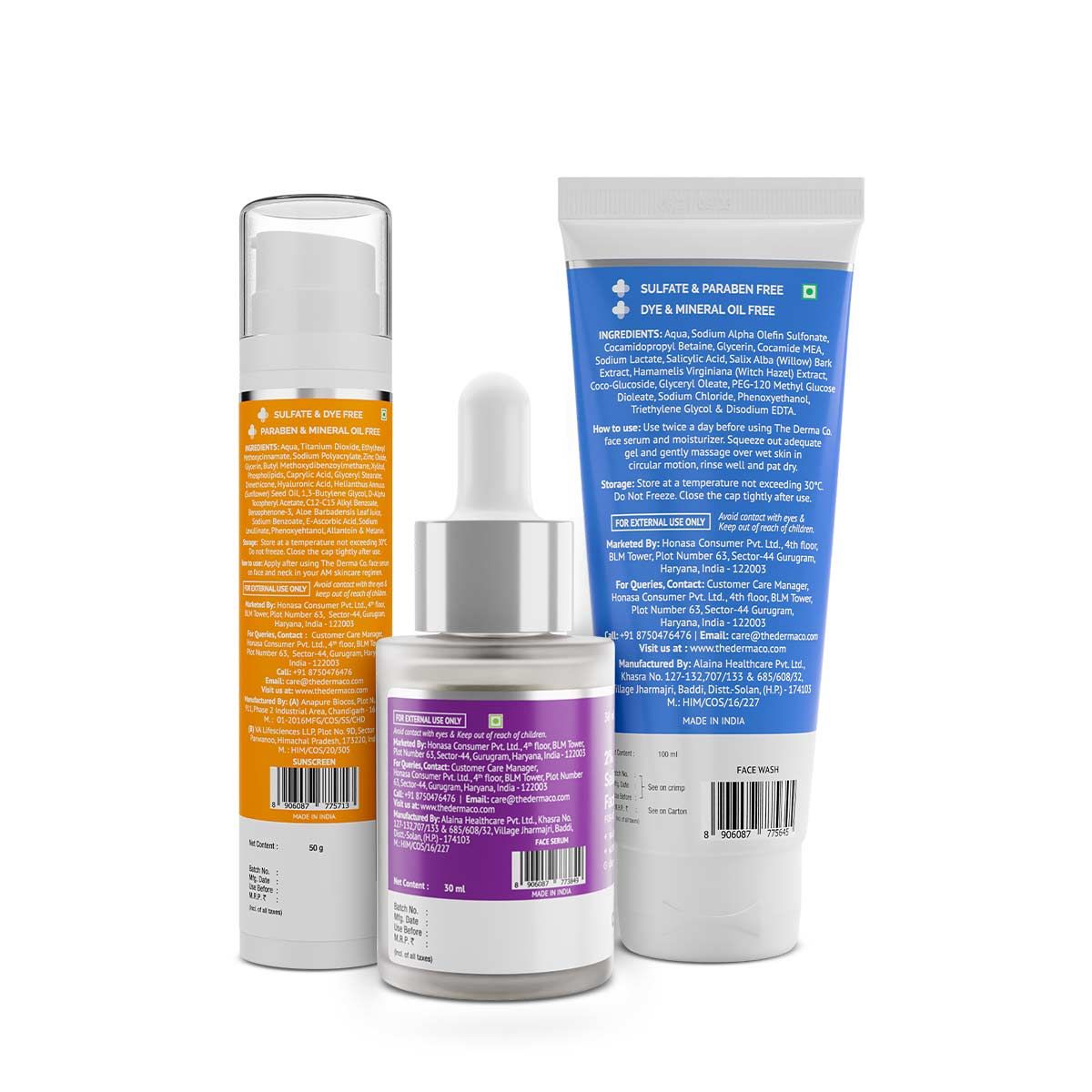 Derma Co Anti Acne Kit (1% Salicylic Acid Gel Face Wash + 2% Salicylic Acid Serum + 1% Hyaluronic Sunscreen Aqua Gel)