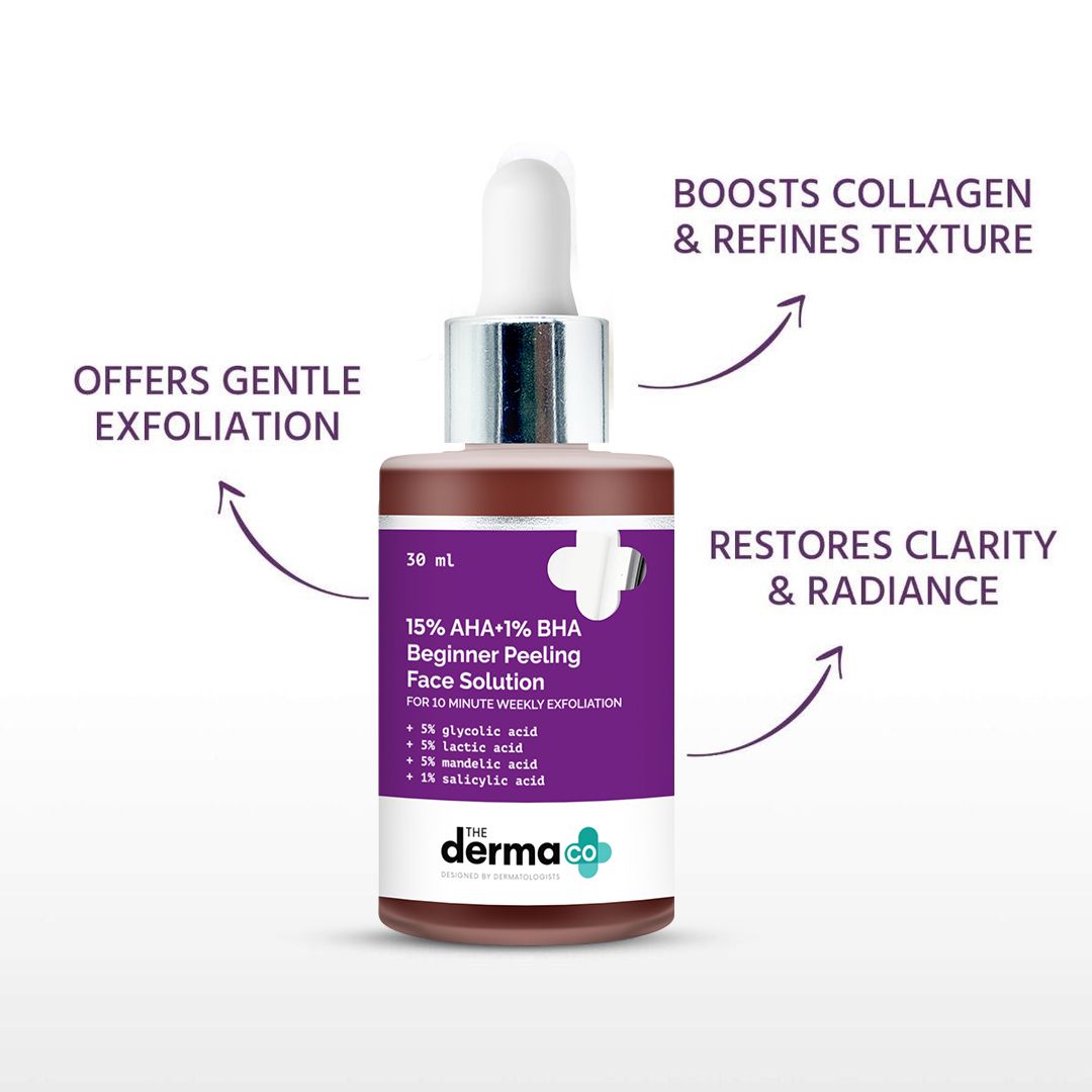 Derma Co 15% AHA+1% BHA Beginner Face Peeling Solution - 30ml
