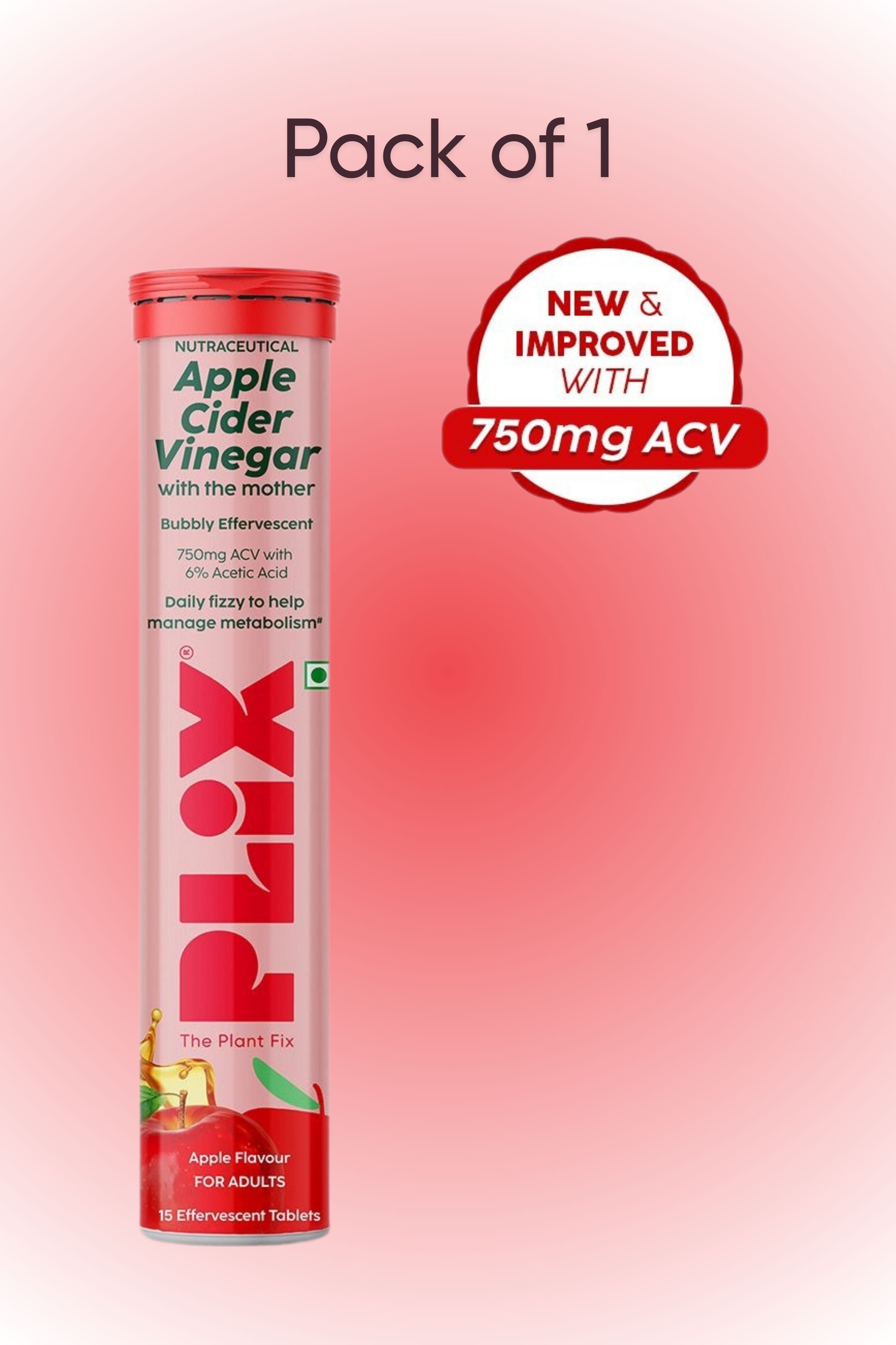 Plix Apple Cider Vinegar, Apple- 750mg (Pack of 1)