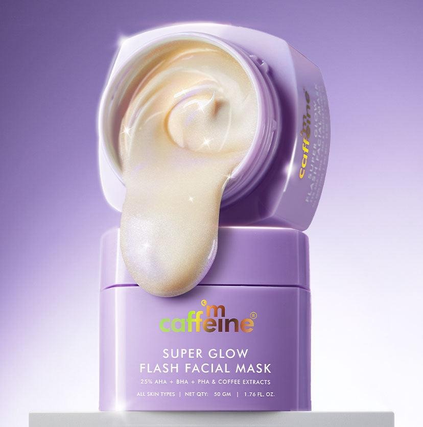 mCaffeine Super Glow Flash Facial Face Mask - 50gm