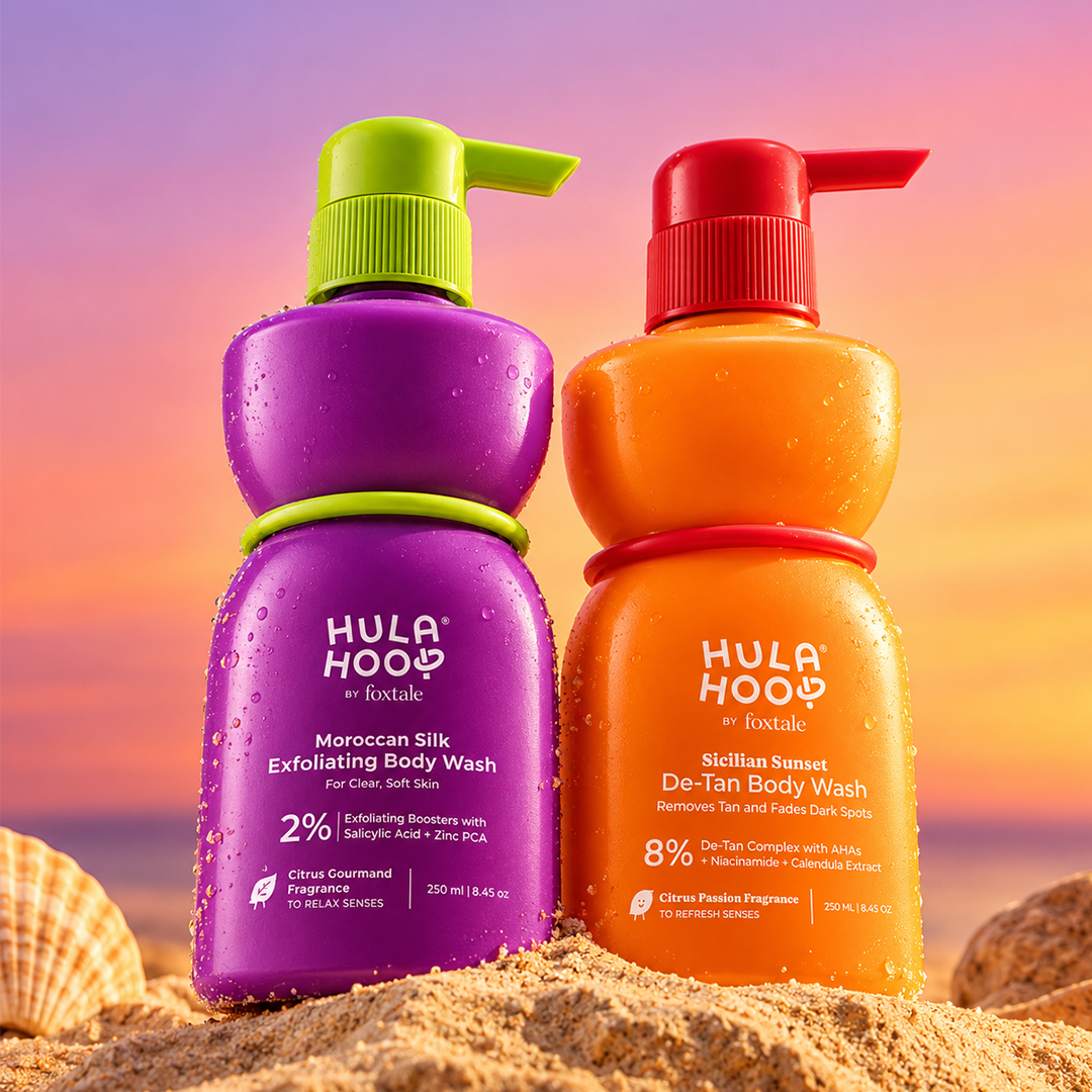 Foxtale Hula Hoop 8% De-Tan Body Wash + Hula Hoop 2% Salicylic Acid Exfoliating Body Wash (Combo)