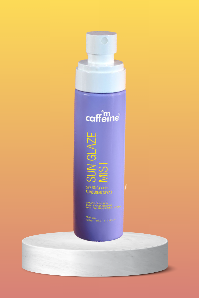mCaffeine Sun Glaze Mist Face Sunscreen Spf 50 Pa++++ Spray 1% Hyaluronic Acid- 100ml
