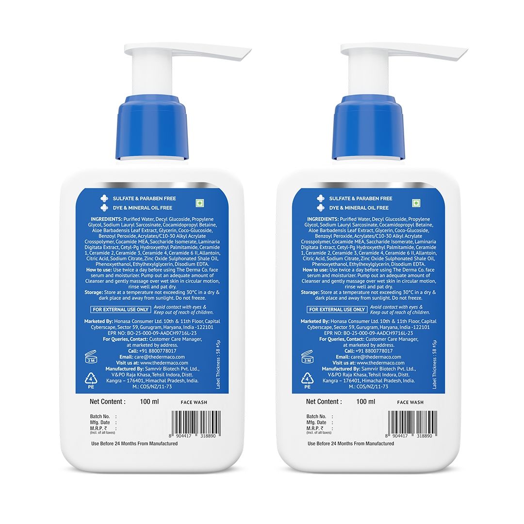 Derma Co 2.5% Benzoyl Peroxide Gel Face Wash with Glycerin & Allantoin
