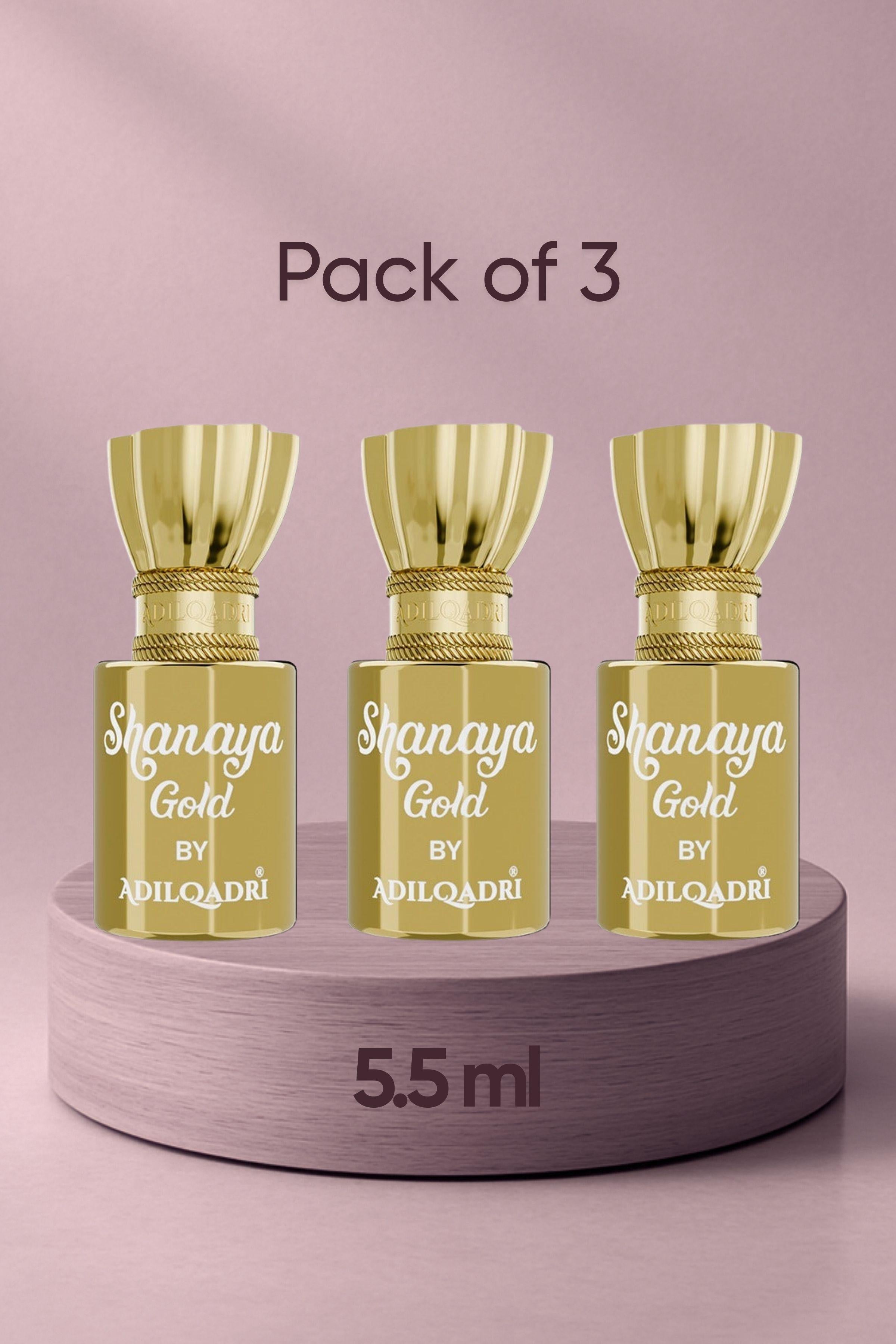 AdilQadri Shanaya Gold Luxury Gourmand Attar Perfume - Pack of 3 (5.5ml)