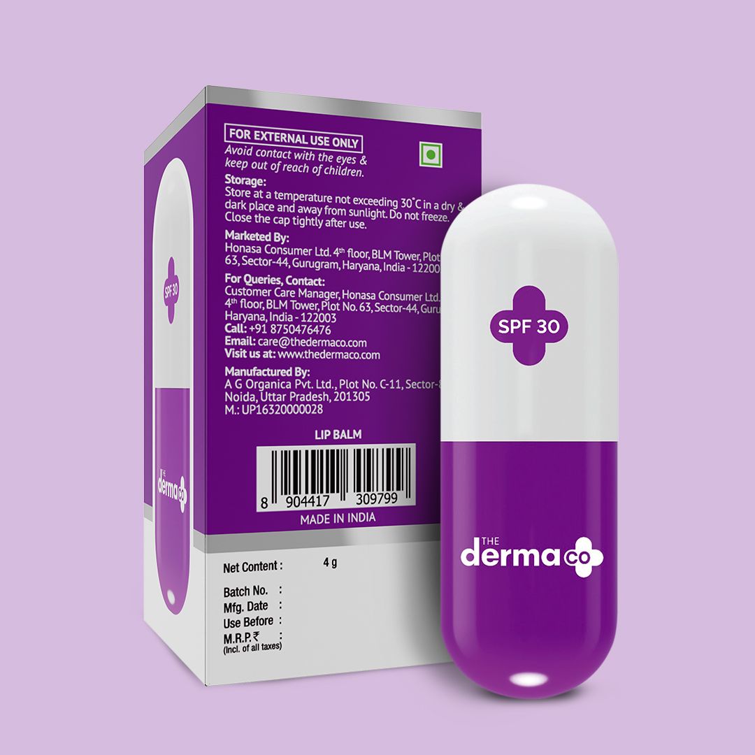 Derma Co 1% Ceramide Complex Lip Balm with Ceramides & Vitamin E, SPF 30 PA++