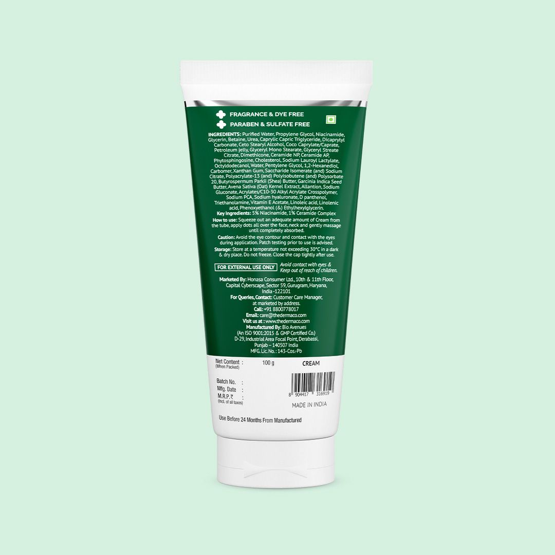 Derma Co 5% Nia-Ceramide Deep Moisturizing Cream with 5% Niacinamide & 1% Ceramide - 100g