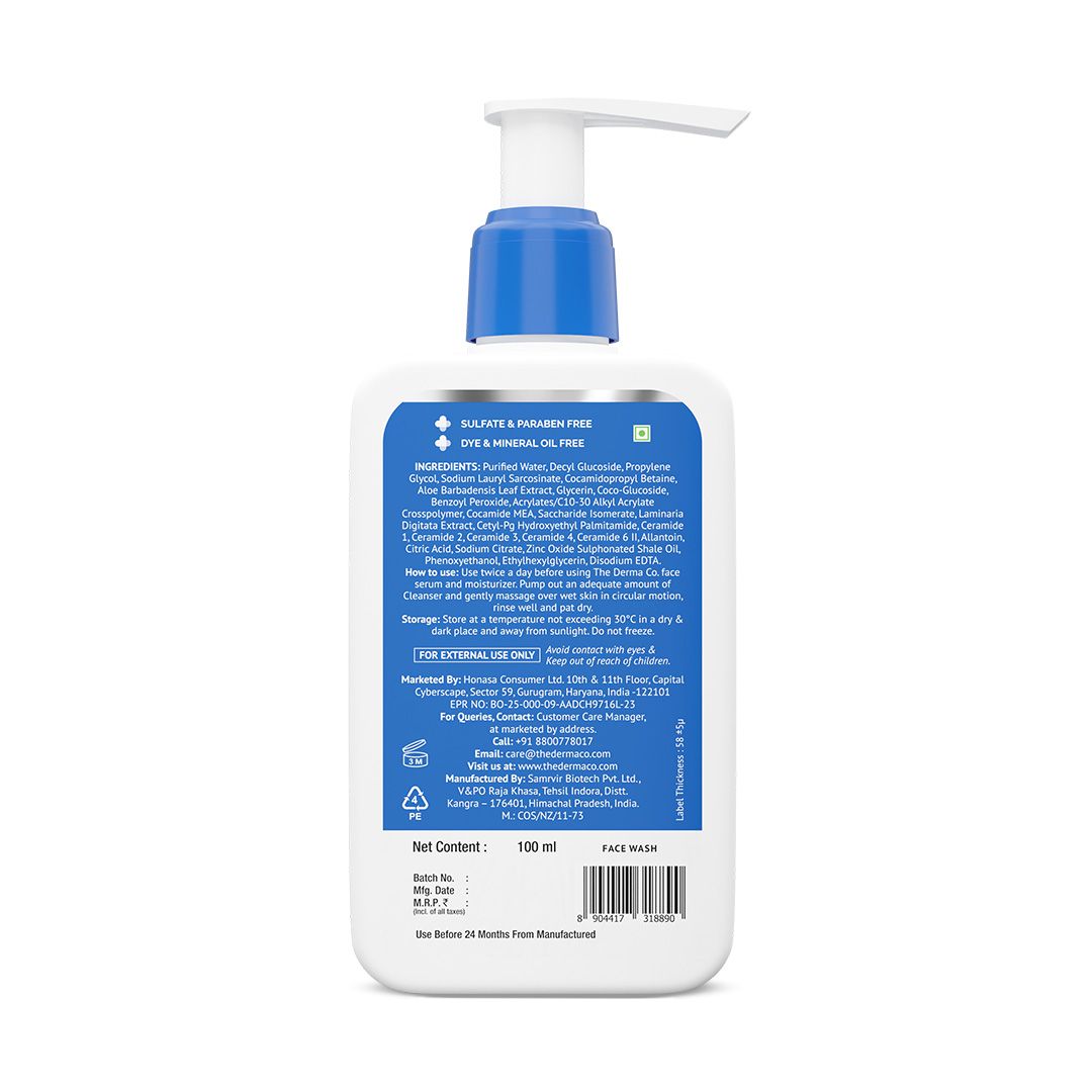 Derma Co 2.5% Benzoyl Peroxide Gel Face Wash with Glycerin & Allantoin