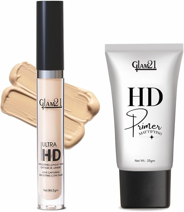 Glam21 Ultra HD Concealer (Light Ivory) + Face Primer